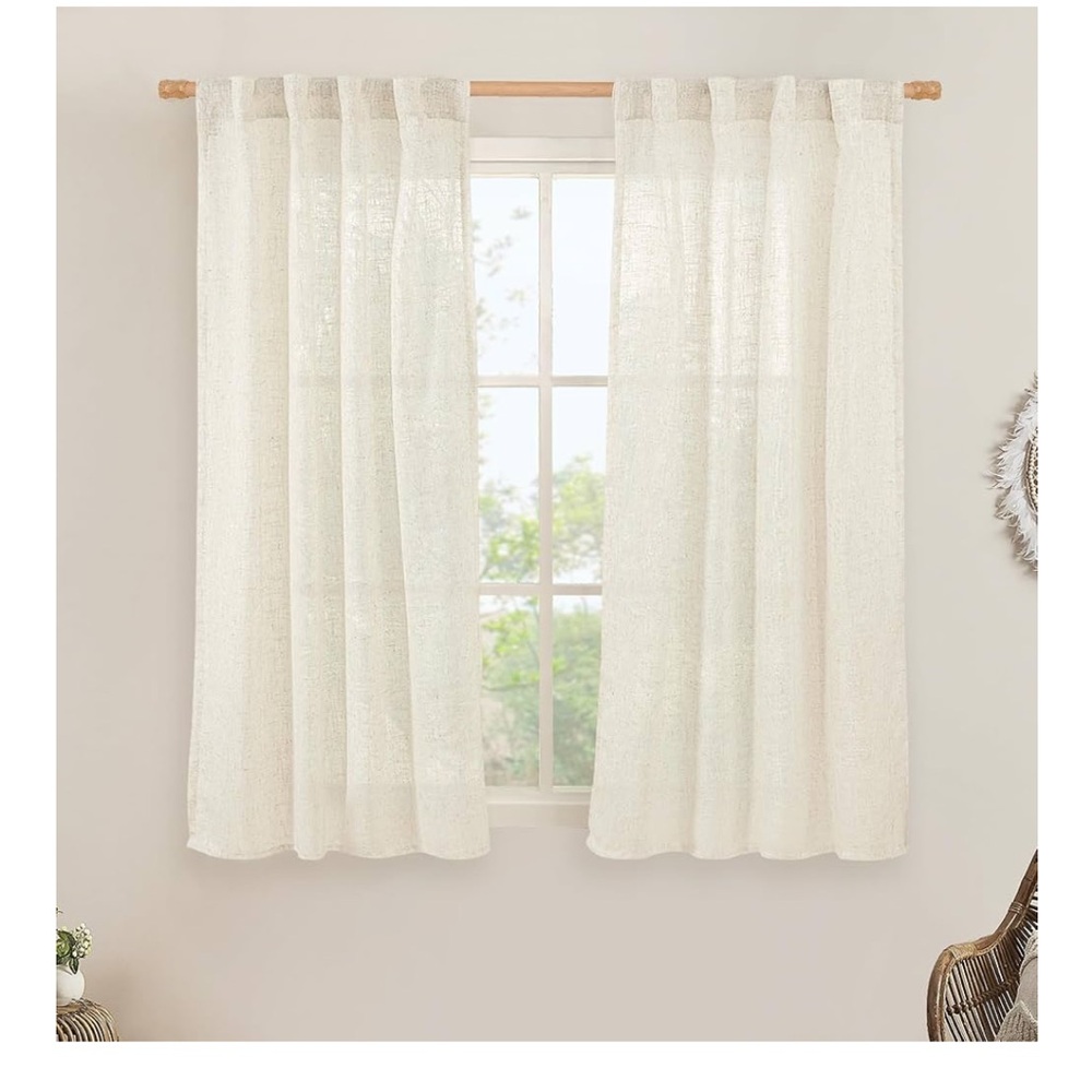 LAMIT Natural Linen Semi Sheer Curtains